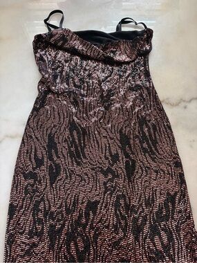 bebe Black Sequin cocktail dress with side slit